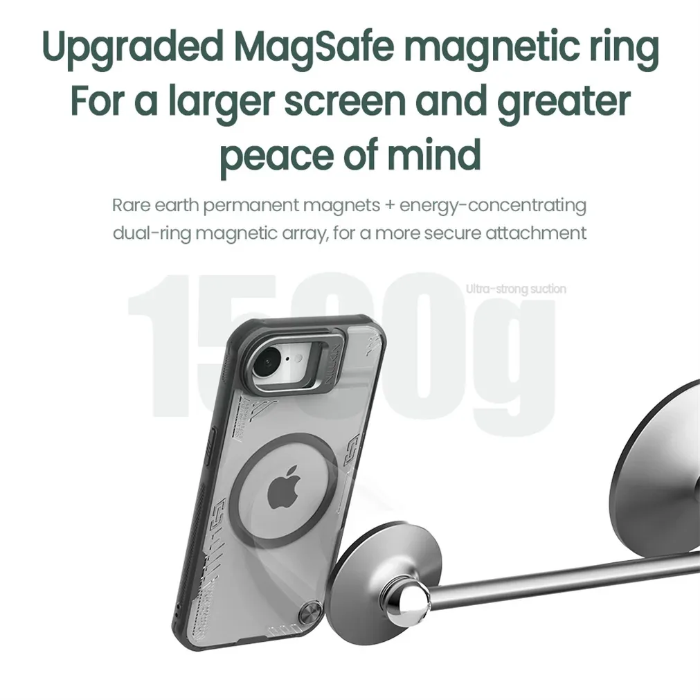 NILLKIN For iPhone 16e Magsafe Case Iceblade Prop Transparent Magnetic Wireless Charging Cover For iPhone16e With Camera Holder
