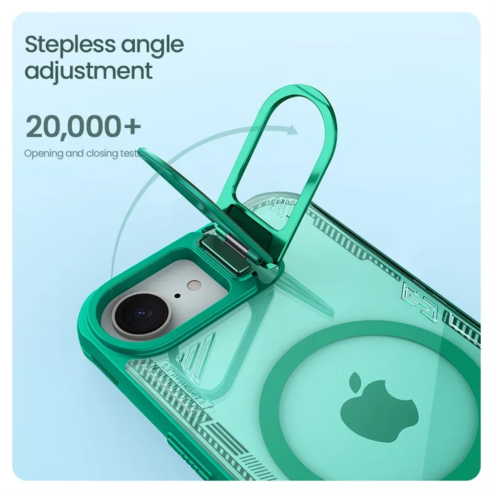 NILLKIN For iPhone 16e Magsafe Case Iceblade Prop Transparent Magnetic Wireless Charging Cover For iPhone16e With Camera Holder