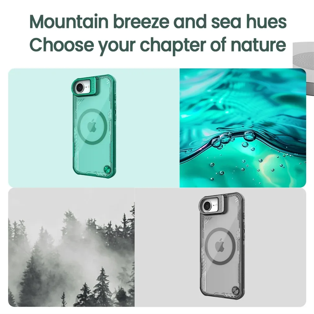 NILLKIN For iPhone 16e Magsafe Case Iceblade Prop Transparent Magnetic Wireless Charging Cover For iPhone16e With Camera Holder