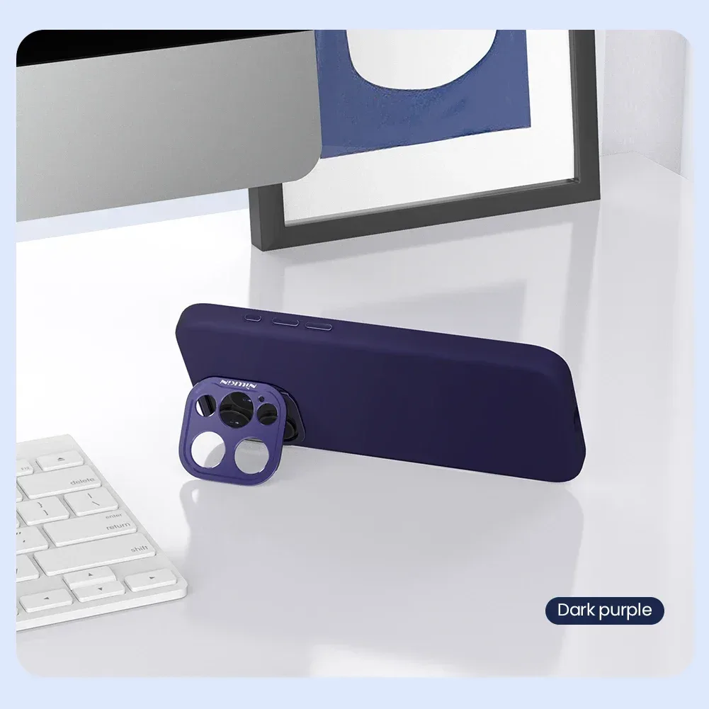 Nillkin For iPhone 16 Pro Max Magsafe Case Classic Liquid Silicone With Camera Protection Stand Magnetic Cover For iPhone 16 Pro