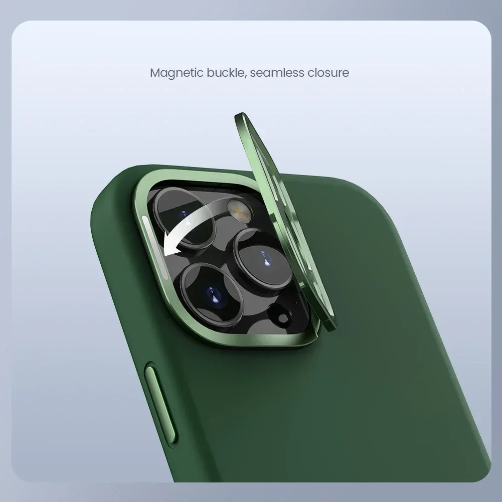Nillkin For iPhone 16 Pro Max Magsafe Case Classic Liquid Silicone With Camera Protection Stand Magnetic Cover For iPhone 16 Pro