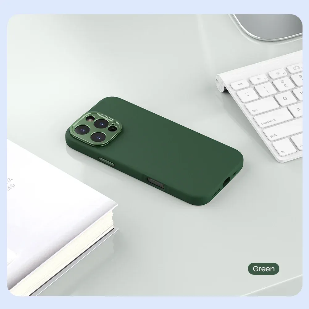 Nillkin For iPhone 16 Pro Max Magsafe Case Classic Liquid Silicone With Camera Protection Stand Magnetic Cover For iPhone 16 Pro