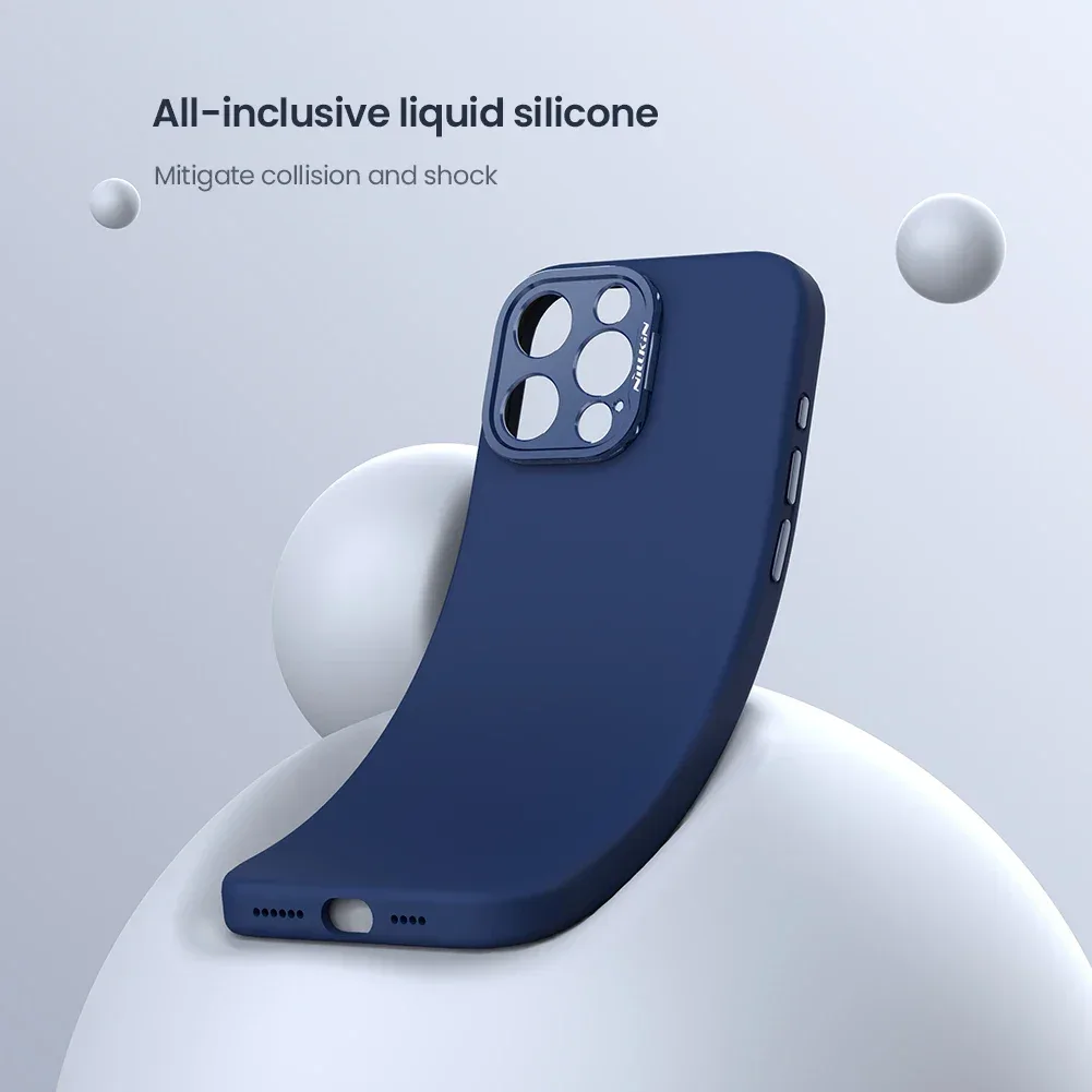 Nillkin For iPhone 16 Pro Max Magsafe Case Classic Liquid Silicone With Camera Protection Stand Magnetic Cover For iPhone 16 Pro