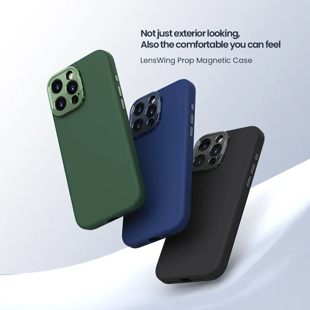 Nillkin For iPhone 16 Pro Max Magsafe Case Classic Liquid Silicone With Camera Protection Stand Magnetic Cover For iPhone 16 Pro