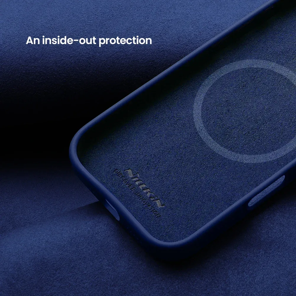 Nillkin For iPhone 16 Pro Max Magsafe Case Classic Liquid Silicone With Camera Protection Stand Magnetic Cover For iPhone 16 Pro