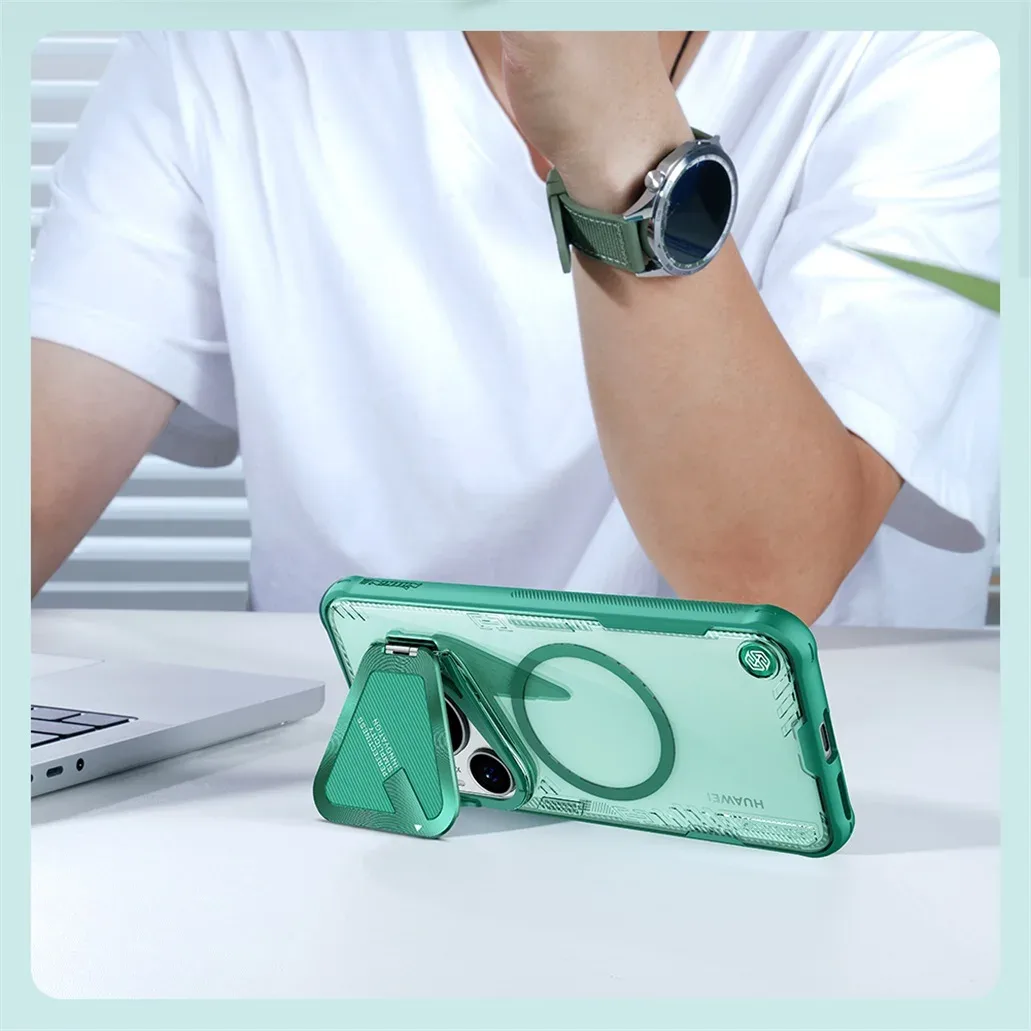 MagSafe Case For Huawei Pura 70 Pro / Pura70 Pro+ Plus NILLKIN Iceblade Prop Clear Magnetic Case Flip-style Holder Camera Cover