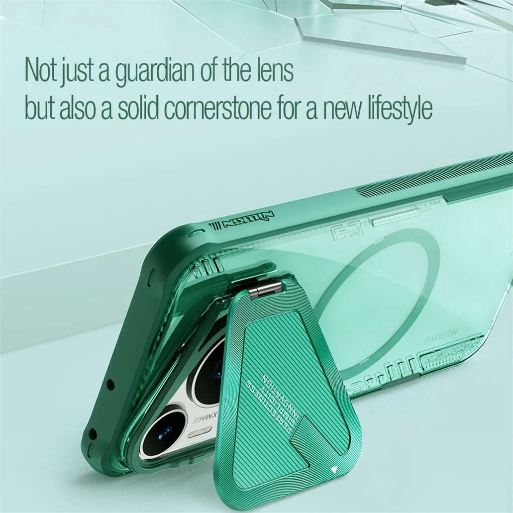 MagSafe Case For Huawei Pura 70 Pro / Pura70 Pro+ Plus NILLKIN Iceblade Prop Clear Magnetic Case Flip-style Holder Camera Cover