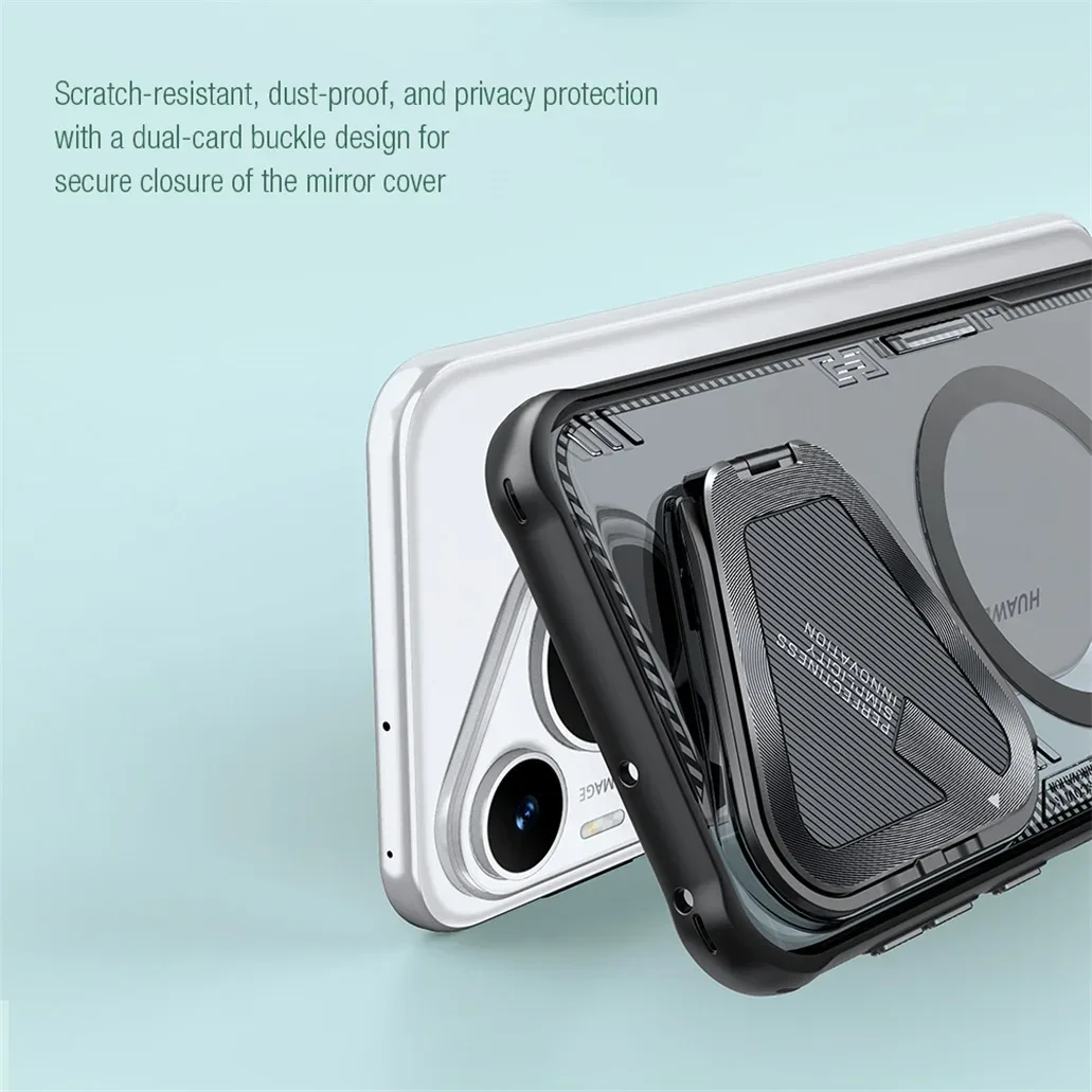 MagSafe Case For Huawei Pura 70 Pro / Pura70 Pro+ Plus NILLKIN Iceblade Prop Clear Magnetic Case Flip-style Holder Camera Cover