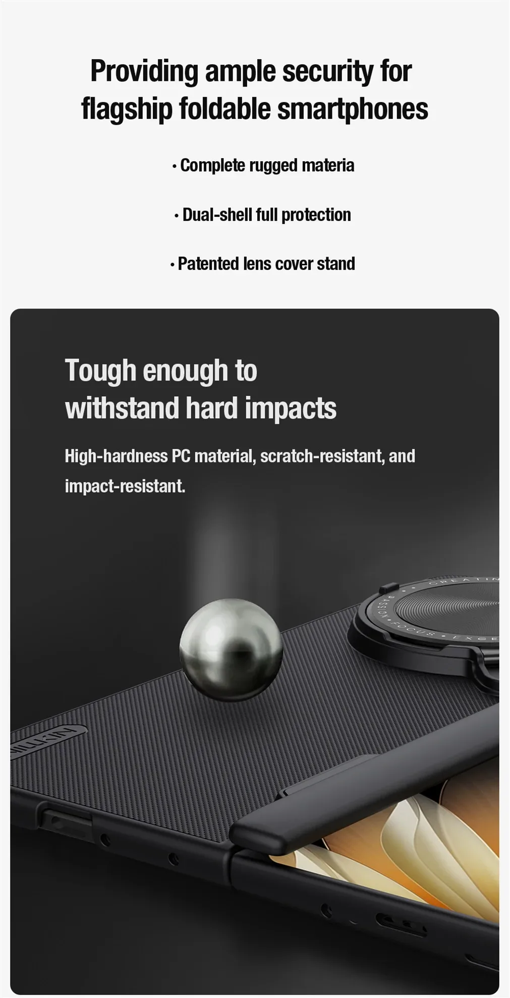 For OPPO Find N5 Case NILLKIN Frosted Shield Prop Camera Cover Flip-style Lens Holder 180°Folding Cover For OPPO Find N5