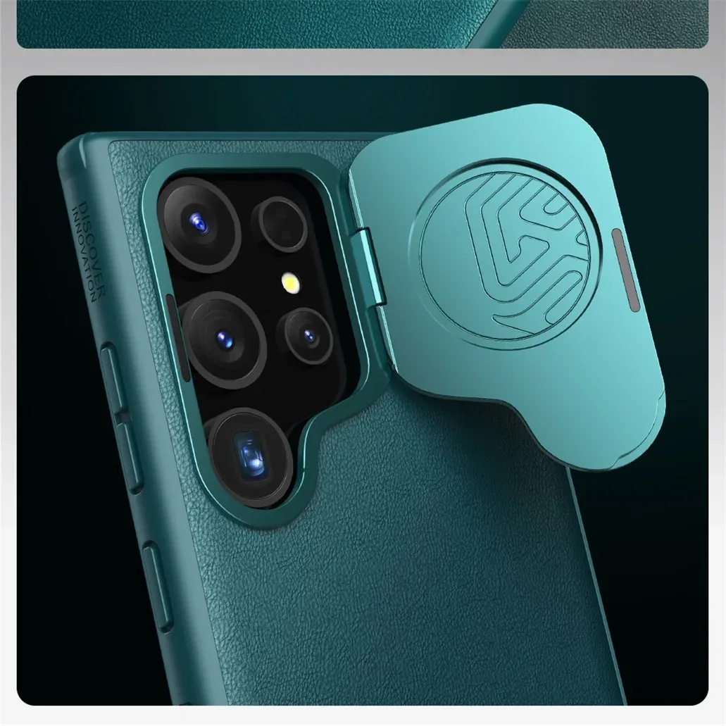 For Samsung Galaxy S24 Ultra MagSafe Case NILLKIN CamShield Prop Leather Magnetic Case Camera Stand Cover For Samsung S24Ultra