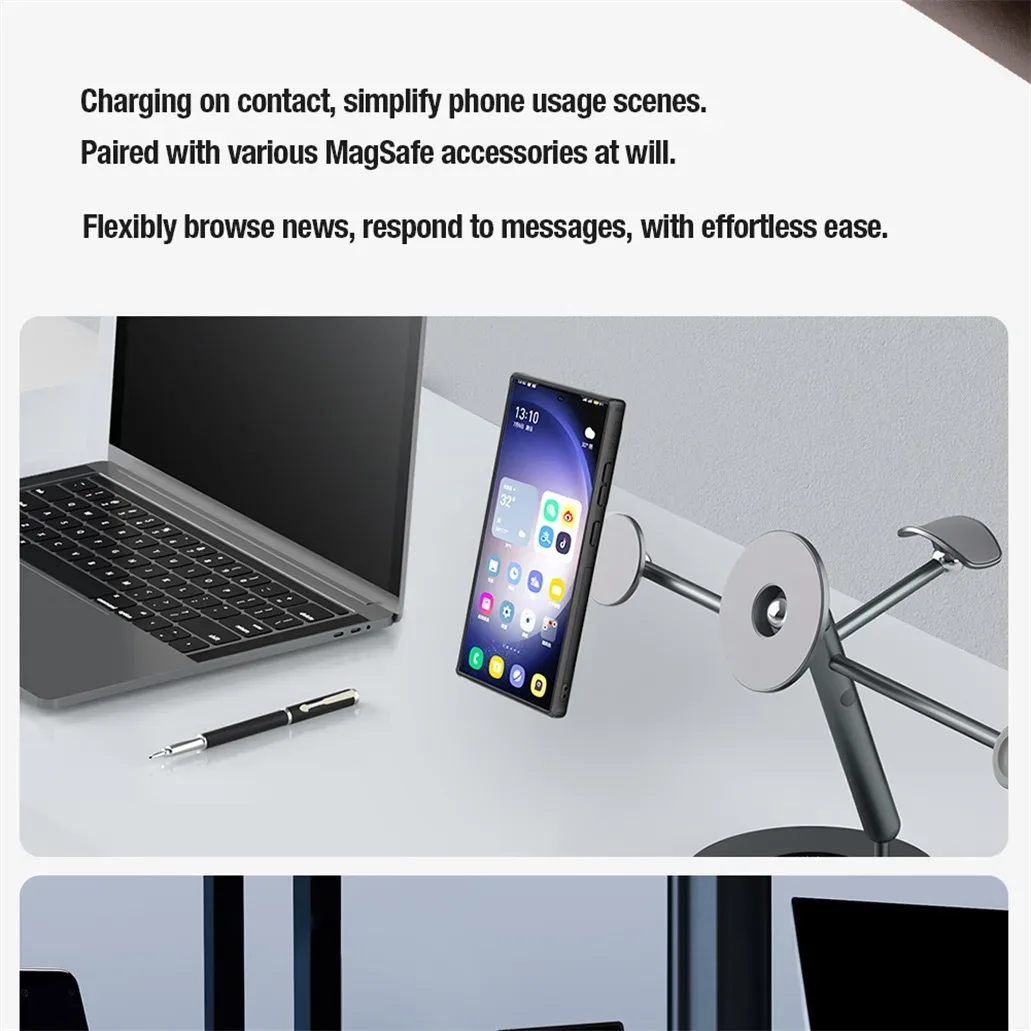 For Samsung Galaxy S24 Ultra MagSafe Case NILLKIN CamShield Prop Leather Magnetic Case Camera Stand Cover For Samsung S24Ultra