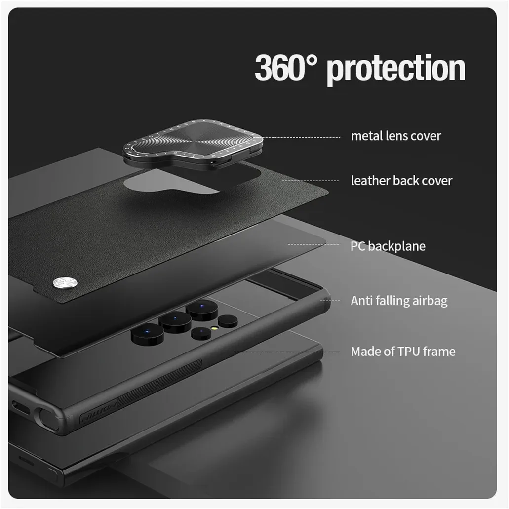 For Samsung Galaxy S24 Ultra MagSafe Case NILLKIN CamShield Prop Leather Magnetic Case Camera Stand Cover For Samsung S24Ultra