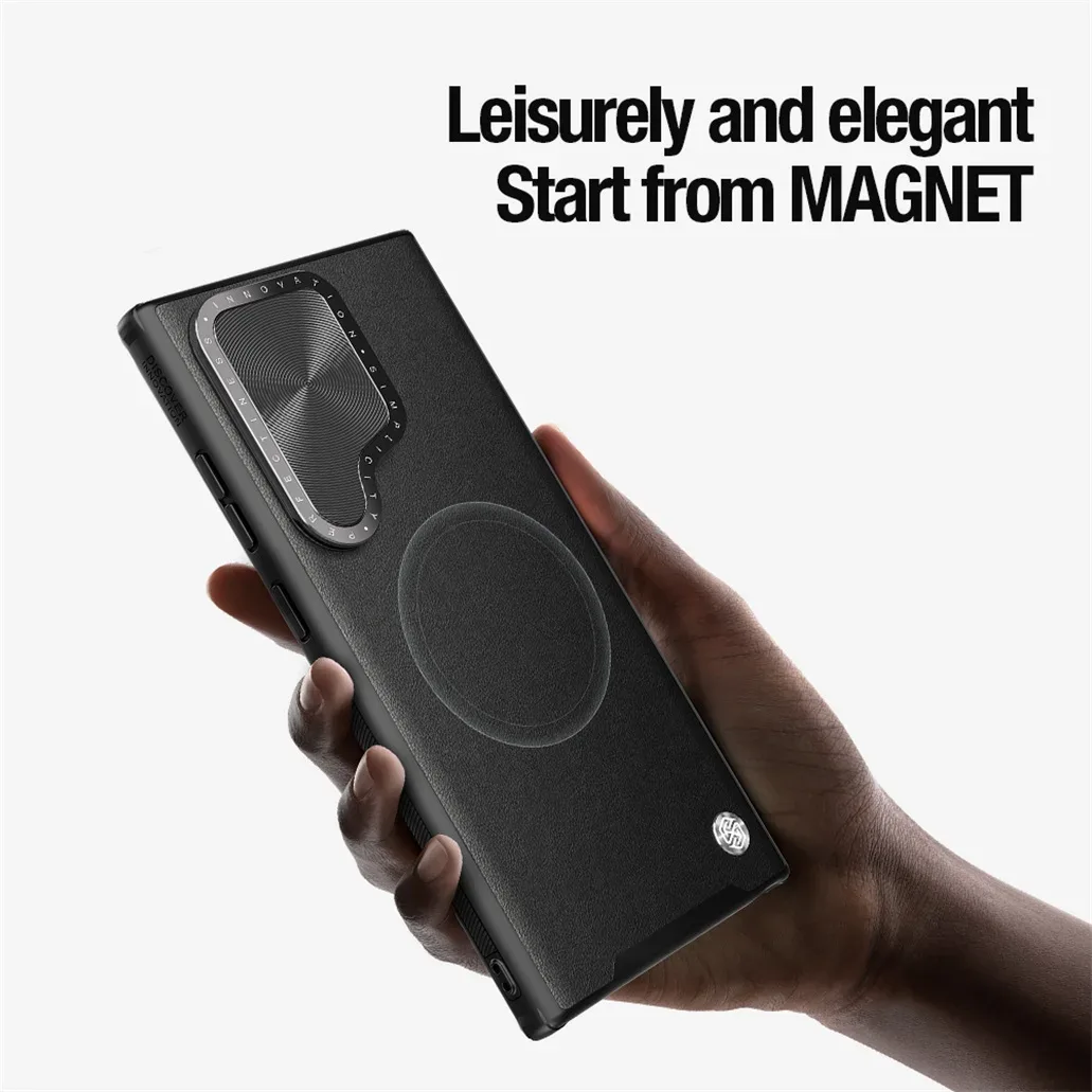 For Samsung Galaxy S24 Ultra MagSafe Case NILLKIN CamShield Prop Leather Magnetic Case Camera Stand Cover For Samsung S24Ultra