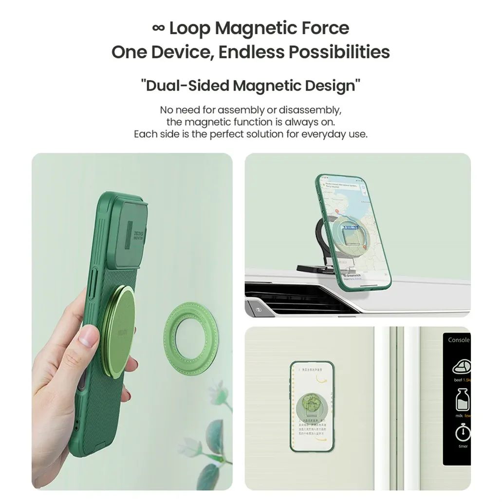 Nillkin Dual-Magnet Grip Phone Holder MagSafe Portable Folding Stand Ultra-thin Multi-angle Adjustable Dual-Sided Magnetic Ring