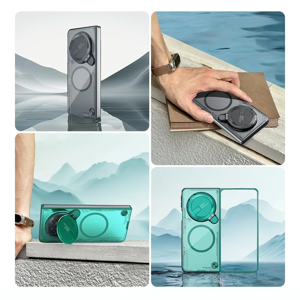 For OPPO Find N5 MagSafe Transparent Case NILLKIN Iceblade Fold Camera Protective Magnetic Cover For Find N5 With Metal Stand