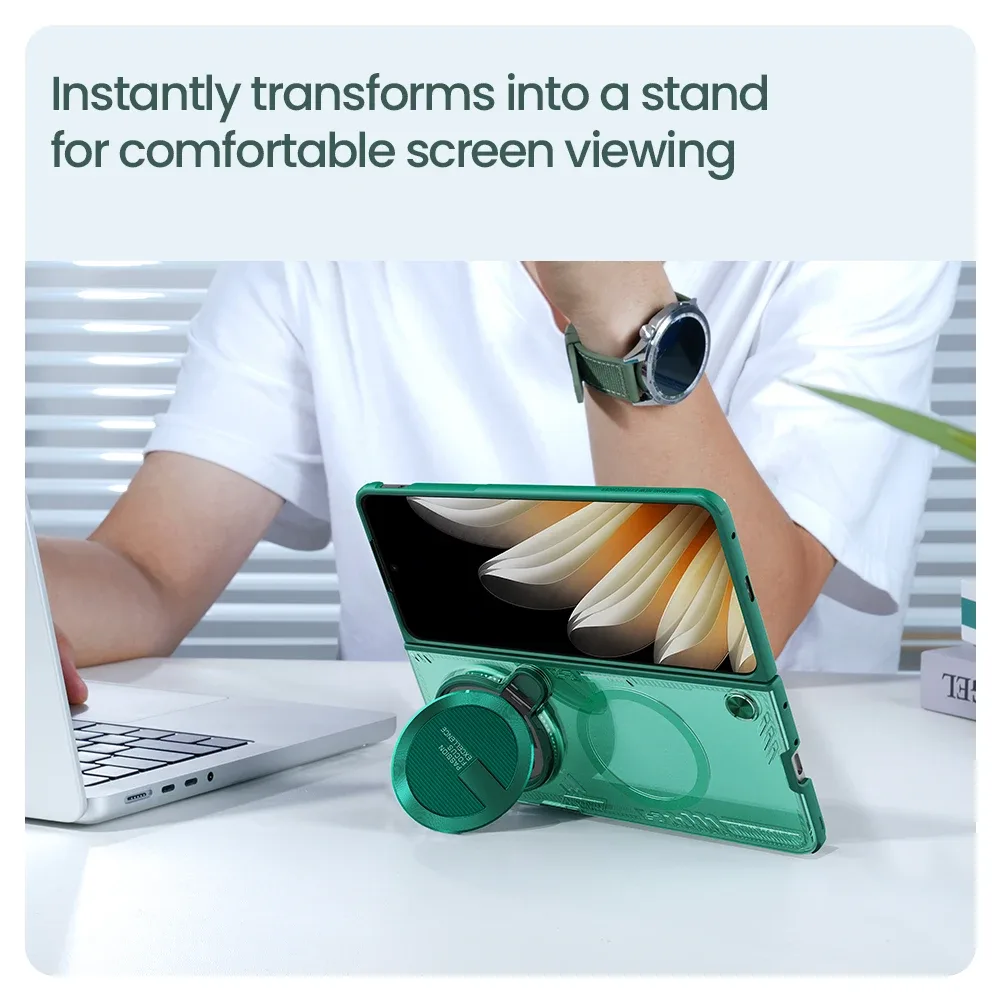 For OPPO Find N5 MagSafe Transparent Case NILLKIN Iceblade Fold Camera Protective Magnetic Cover For Find N5 With Metal Stand