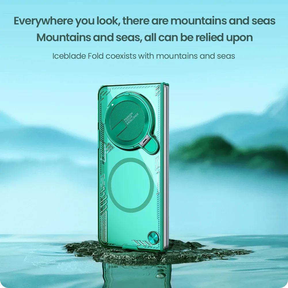 For OPPO Find N5 MagSafe Transparent Case NILLKIN Iceblade Fold Camera Protective Magnetic Cover For Find N5 With Metal Stand