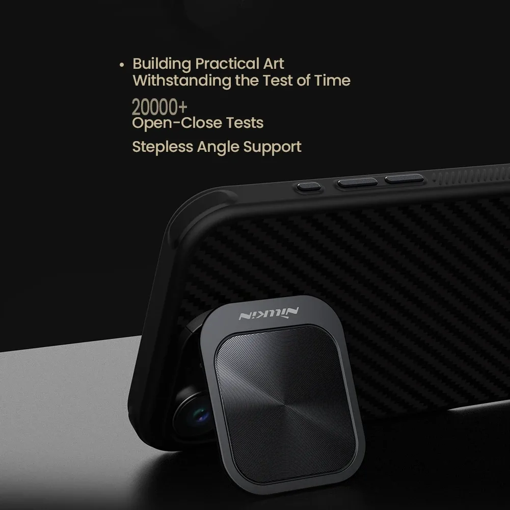 For iPhone 16 Pro Max MagSafe Case NILLKIN CarboProp Aramid Fiber Magnetic Case With Phone Holder Camera Cover For iPhone 16 Pro