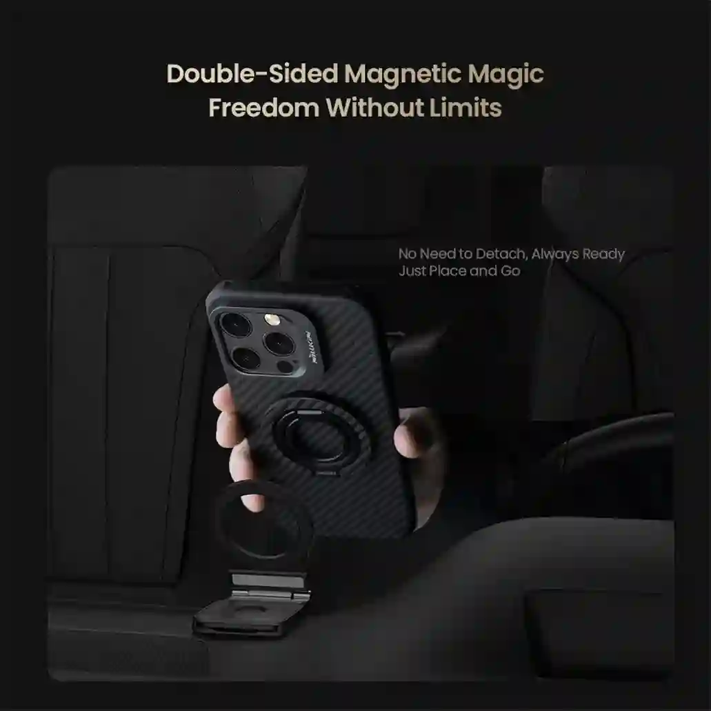 Nillkin FiberSnap Dual-Sided Magnetic Ring Stand MagSafe Portable Folding Phone Holder Ultra-thin Stepless Angle Adjustment