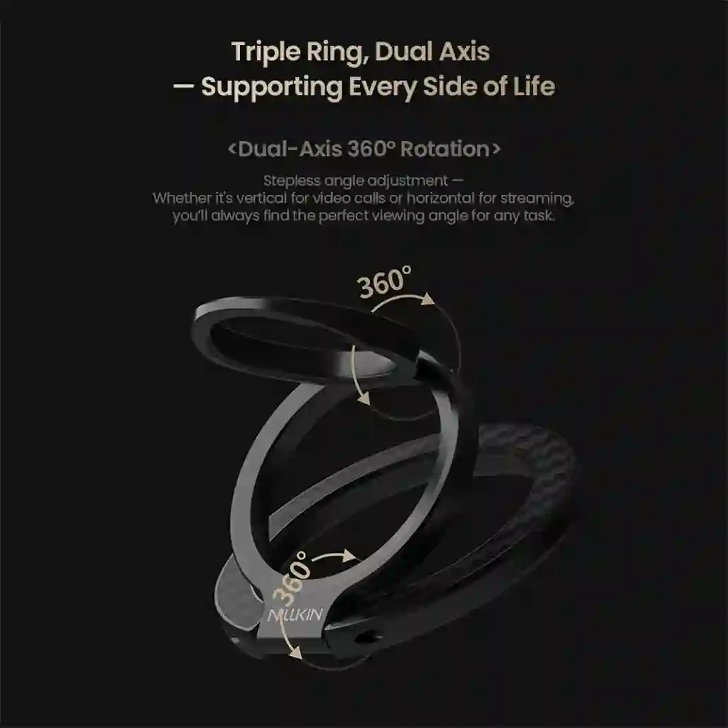 Nillkin FiberSnap Dual-Sided Magnetic Ring Stand MagSafe Portable Folding Phone Holder Ultra-thin Stepless Angle Adjustment