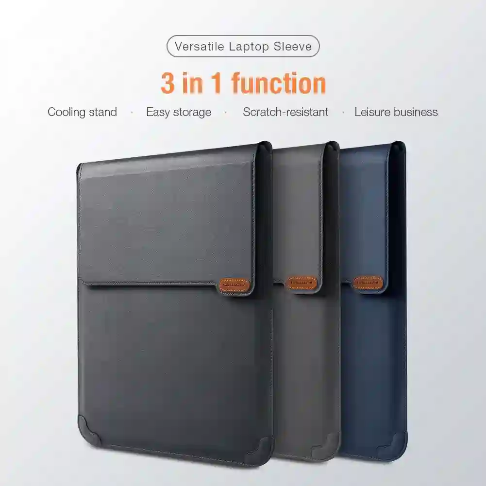 NILLKIN Laptop Sleeve Bag with Stand For Macbook Air 13 Case For Macbook Pro M1 2021 PU Leather Laptop Case For Macbook Pro 16