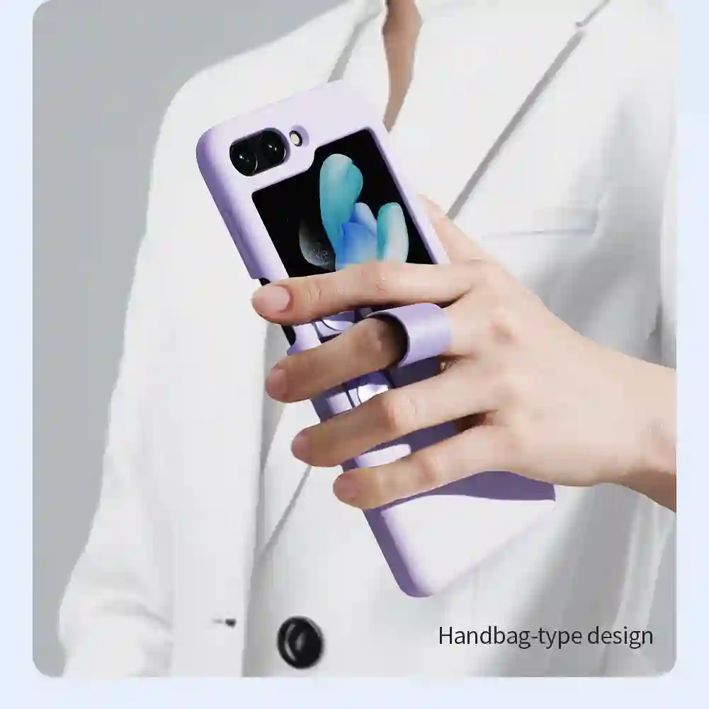For Samsung Galaxy Z Flip 5 Case For Z Flip 5 Case NILLKIN Finger Strap Liquid Silicone Folding Case with Kickstand For Z Flip 5