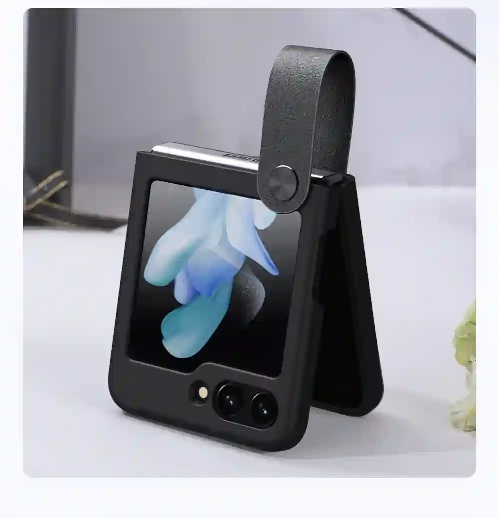 For Samsung Galaxy Z Flip 5 Case For Z Flip 5 Case NILLKIN Finger Strap Liquid Silicone Folding Case with Kickstand For Z Flip 5