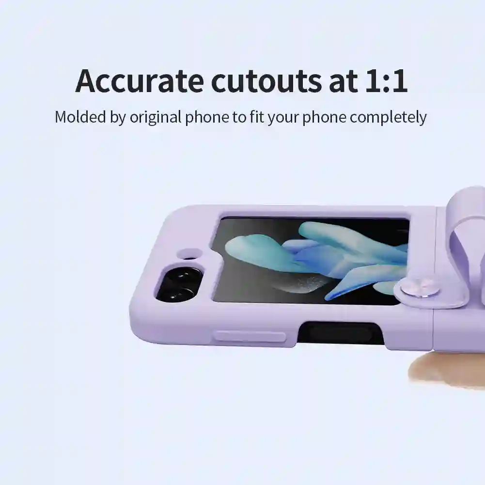 For Samsung Galaxy Z Flip 5 Case For Z Flip 5 Case NILLKIN Finger Strap Liquid Silicone Folding Case with Kickstand For Z Flip 5