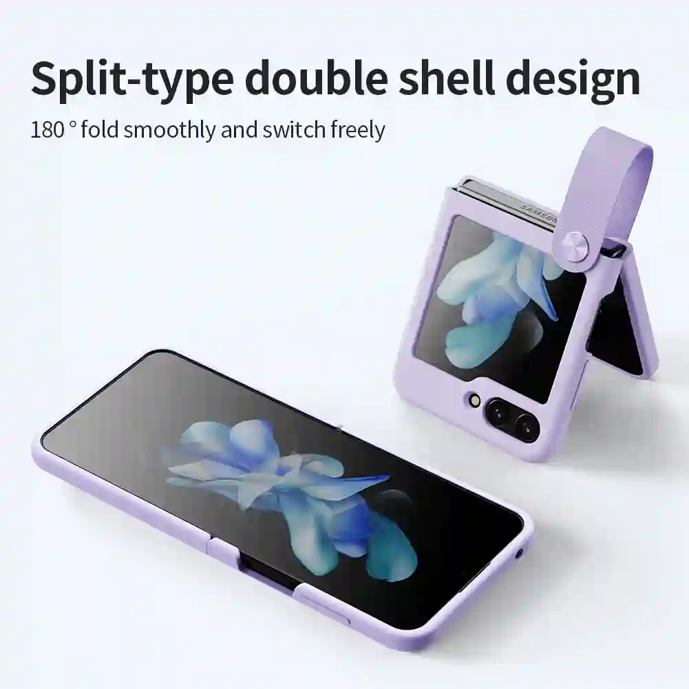 For Samsung Galaxy Z Flip 5 Case For Z Flip 5 Case NILLKIN Finger Strap Liquid Silicone Folding Case with Kickstand For Z Flip 5