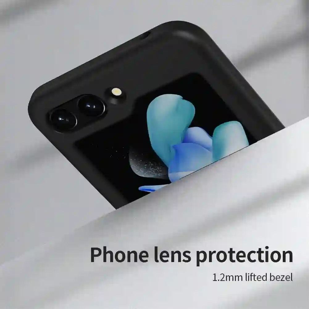 For Samsung Galaxy Z Flip 5 Case For Z Flip 5 Case NILLKIN Finger Strap Liquid Silicone Folding Case with Kickstand For Z Flip 5