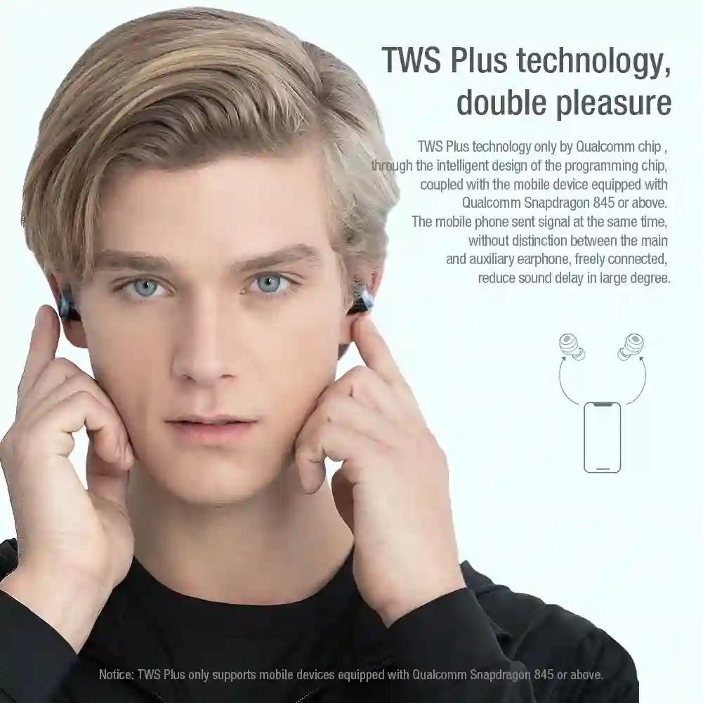 NILLKIN TWS Wireless Headphones Bluetooth 5.0 Earphones Qualcomm aptX Xiaomi Wireless Earphones With Noise Cancelling IPX5