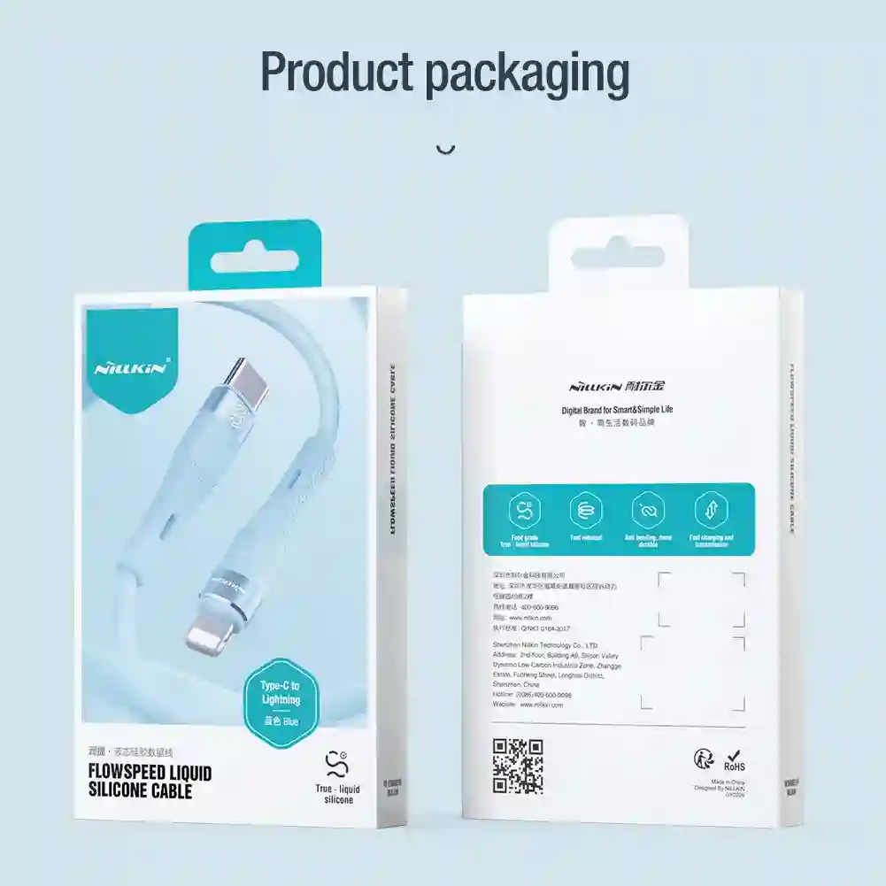 NILLKIN PD 27W Type C To Lightning Cable Fast Charge Efficient transmission liquid Silicone Cable For iPhone 14 13 12 Pro Max