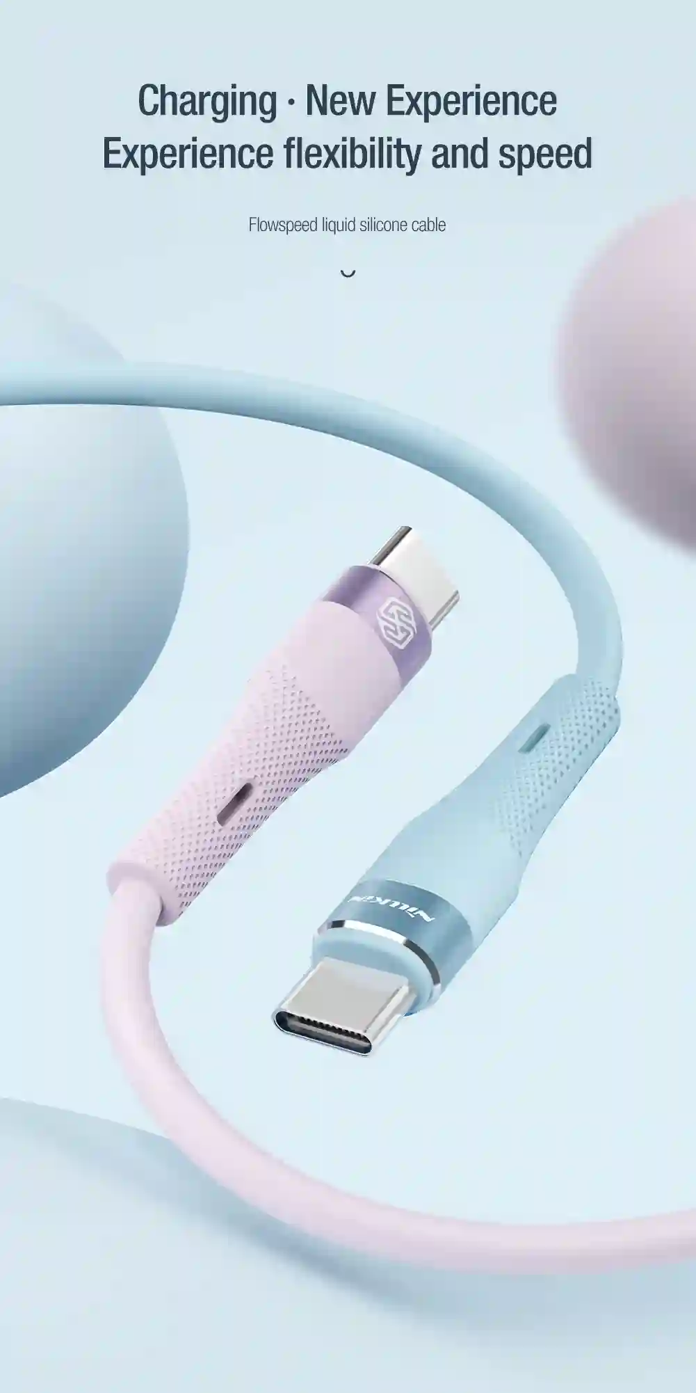 NILLKIN PD 60W USB C Cable Type C To Type C Fast Charging Cable For Samsung Xiaomi Huawei POCO liquid Silicone Cable
