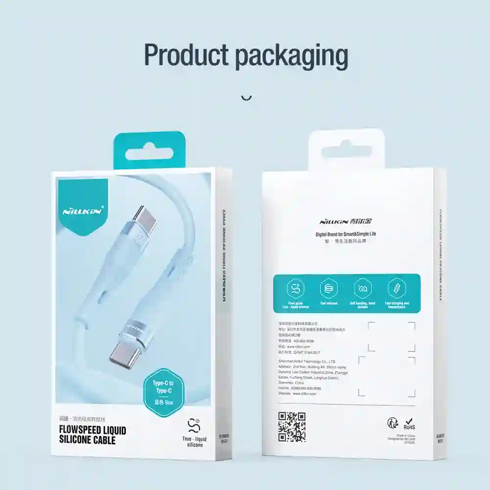 NILLKIN PD 60W USB C Cable Type C To Type C Fast Charging Cable For Samsung Xiaomi Huawei POCO liquid Silicone Cable