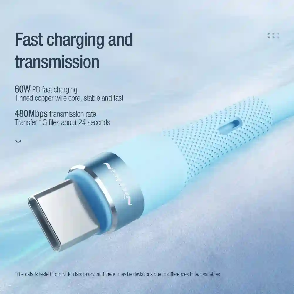 NILLKIN PD 60W USB C Cable Type C To Type C Fast Charging Cable For Samsung Xiaomi Huawei POCO liquid Silicone Cable