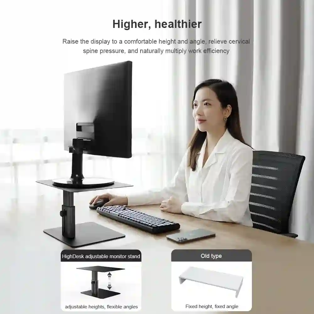 NILLKIN Monitor Stand Riser Metal Computer Universal Desktop Holder Adjustable Monitor Holder for PC Laptop MacBook Home Office