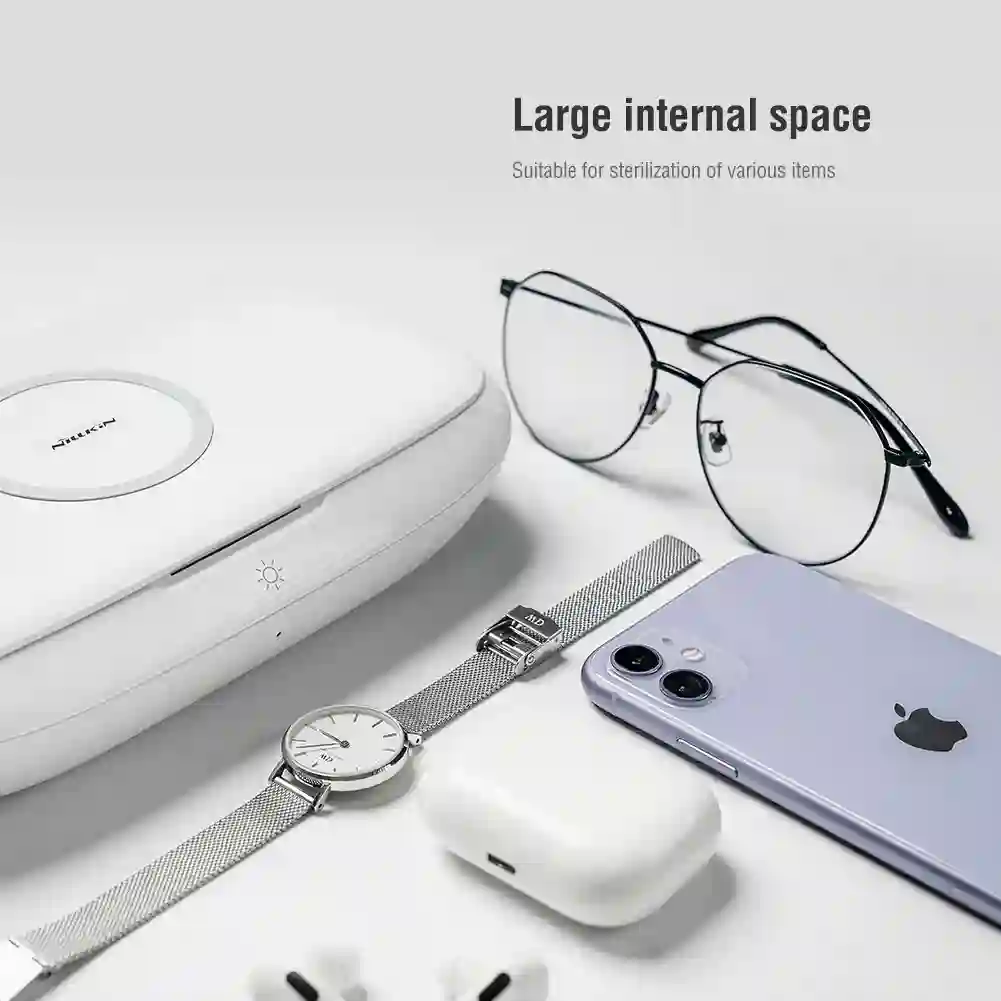 NILLKIN Mobile Phone Sterilizer 5V UVC Disinfection Box Multifunctional Portable Ultraviolet Disinfector with Wireless Charging