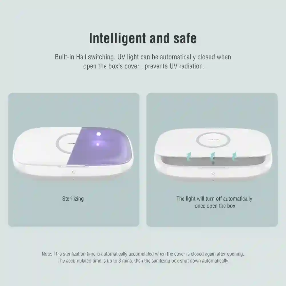NILLKIN Mobile Phone Sterilizer 5V UVC Disinfection Box Multifunctional Portable Ultraviolet Disinfector with Wireless Charging
