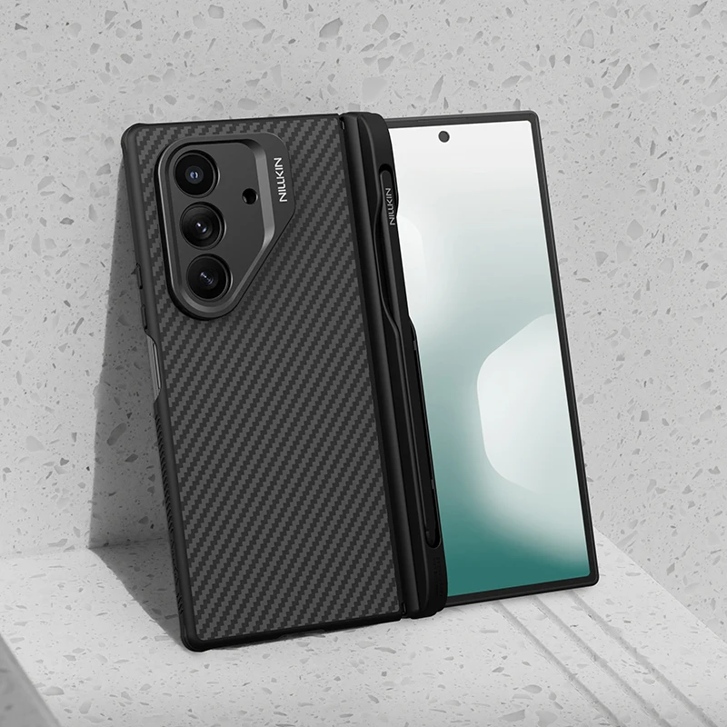 For Samsung Galaxy Z Fold 7 MagSafe Case NILLKIN CarboProp Magnetic Case Aramid Fiber With Stylus With Phone Holder Camera Cover