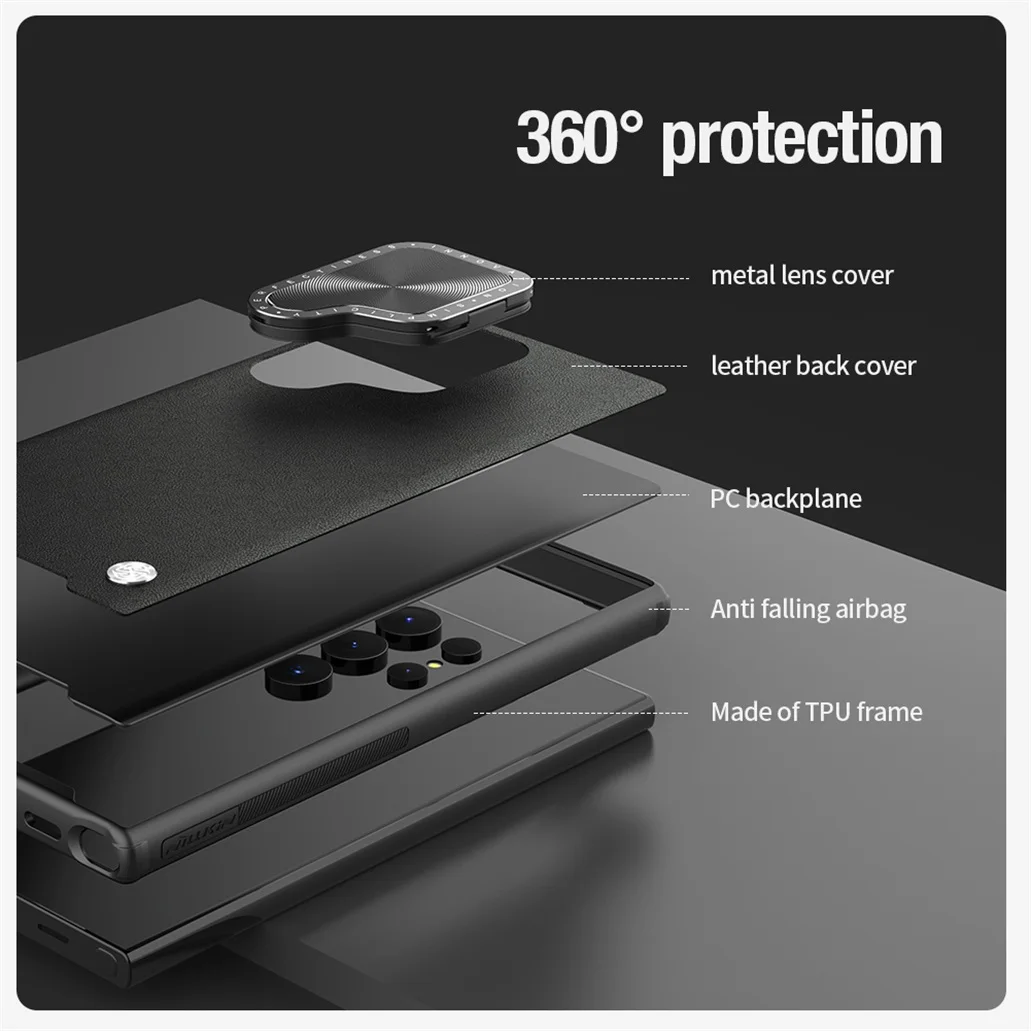 For Samsung Galaxy S24 Ultra MagSafe Case NILLKIN CamShield Prop Leather Magnetic Case Camera Stand Cover For Samsung S24Ultra