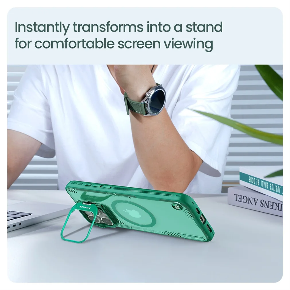 NILLKIN For iPhone 16 Pro /Pro Max Magsafe Case Camera Holder Transparent Magnetic Wireless Charging Cover For iPhone 16 / Plus
