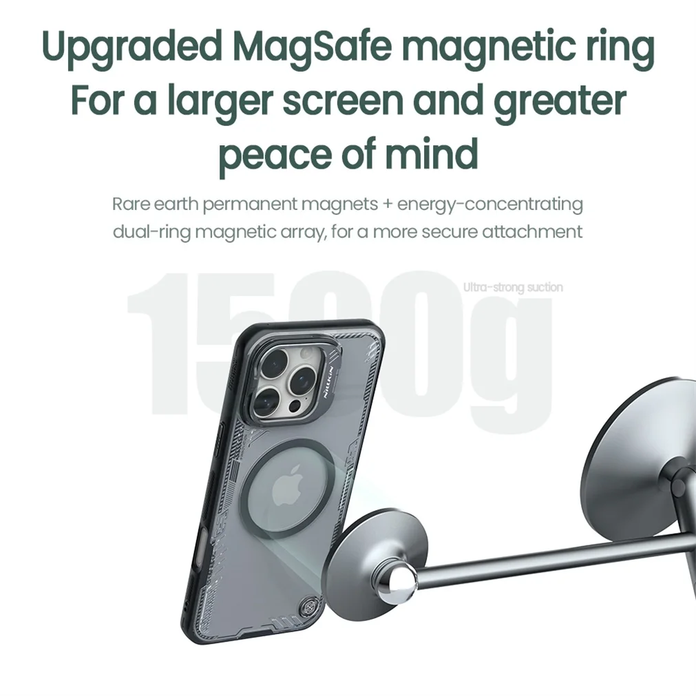 NILLKIN For iPhone 16 Pro /Pro Max Magsafe Case Camera Holder Transparent Magnetic Wireless Charging Cover For iPhone 16 / Plus