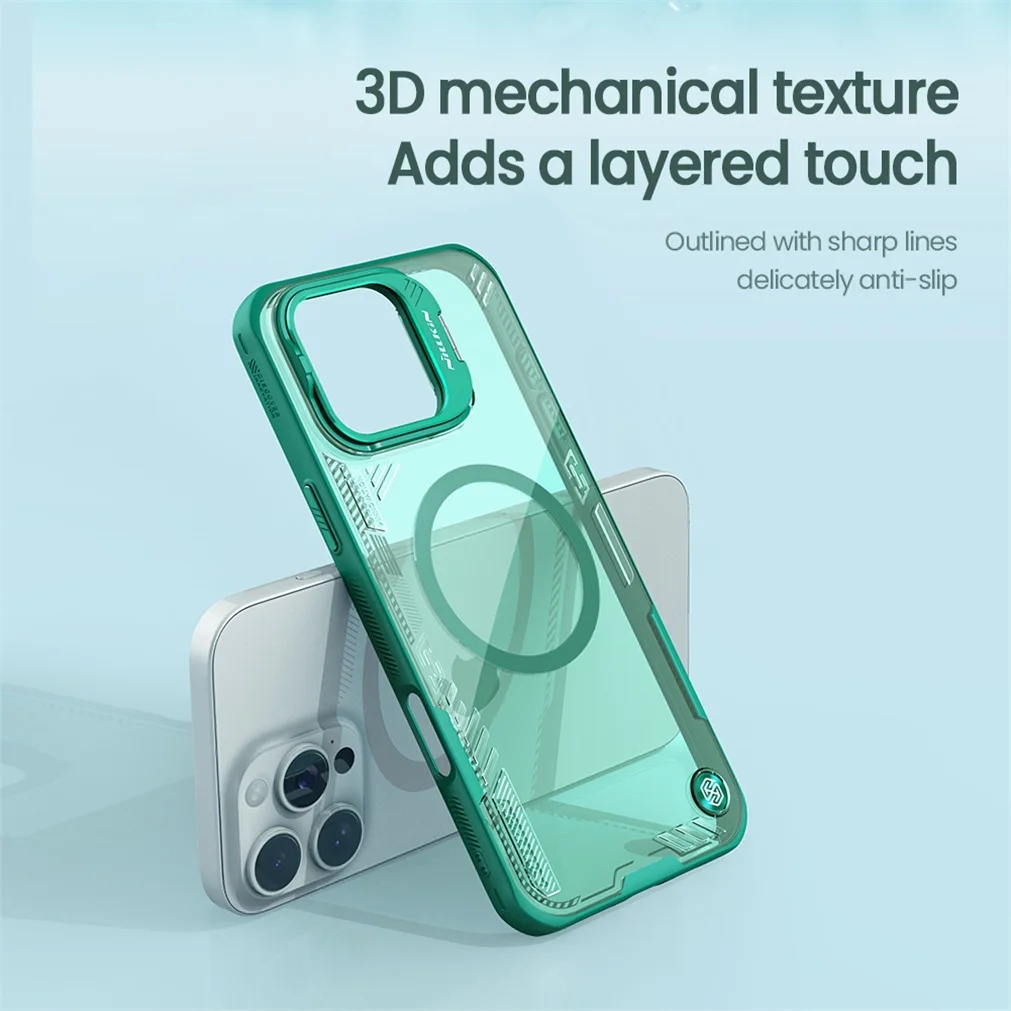 NILLKIN For iPhone 16 Pro /Pro Max Magsafe Case Camera Holder Transparent Magnetic Wireless Charging Cover For iPhone 16 / Plus