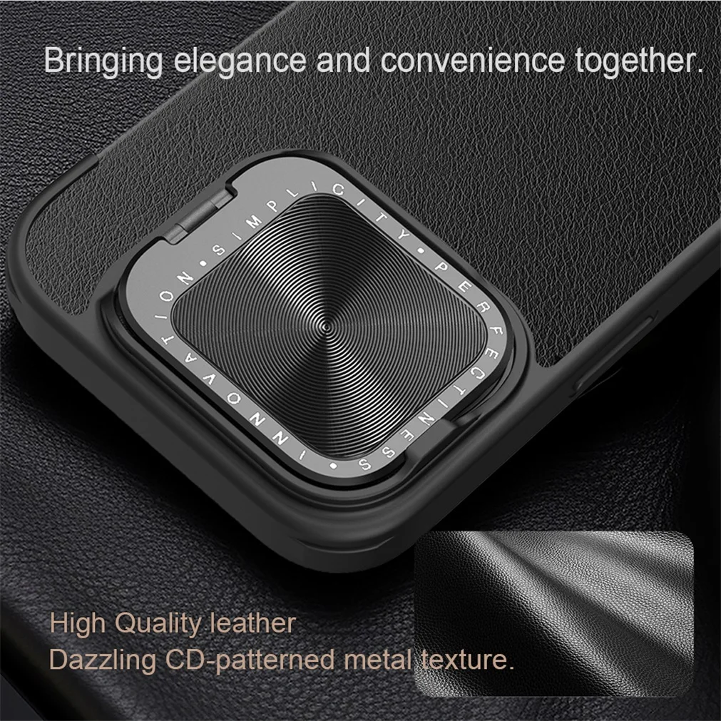 For iPhone 16 Pro /Pro Max Flip Case NILLKIN Qin Prop leather Case With Phone Holder Hinged Camera Protective Cover For iPhone16