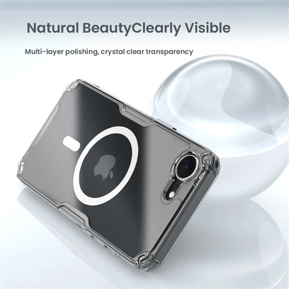 Nillkin For iPhone 16e MagSafe Case Nature Pro Transparent Magnetic Wireless Charging Case Shockproof Clear Cover For iPhone 16e