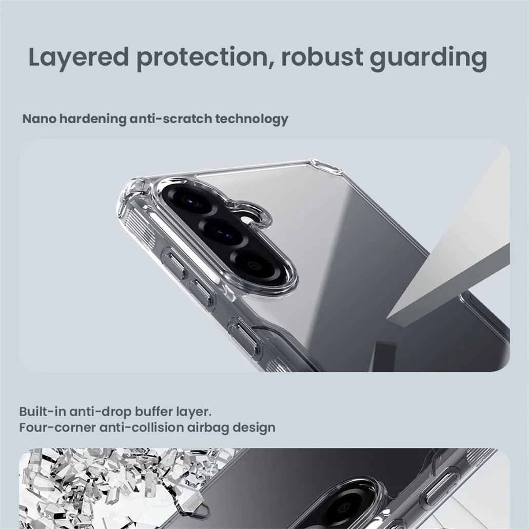 Nillkin For Samsung Galaxy A56 5G Case Nature Pro Transparent Soft TPU Frame Hard PC Shell Clear Back Cover For Samsung A56 5G