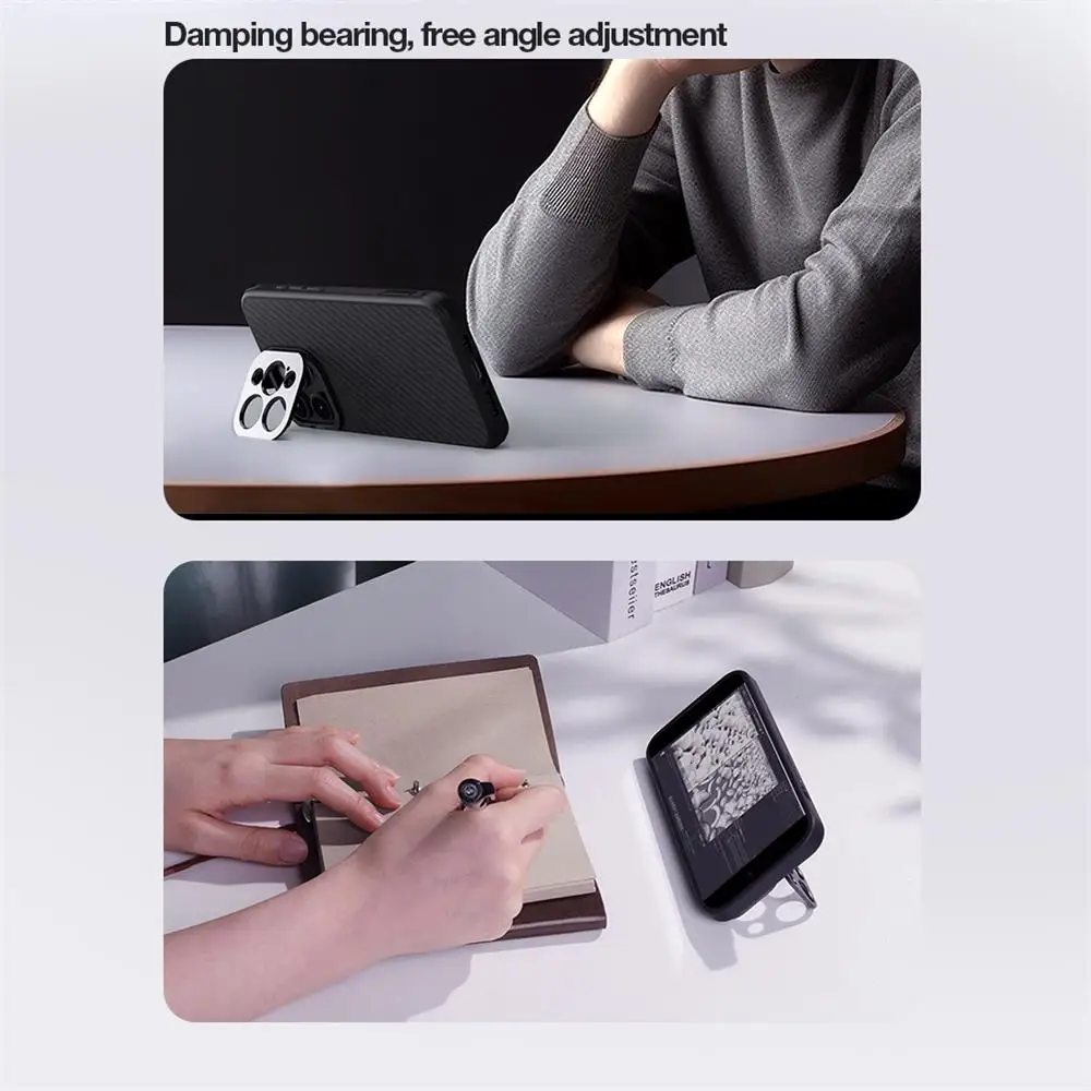 For iPhone 15 Pro Max MagSafe Case NILLKIN CarboProp Aramid Fiber Camera Foldable Stand Magnetic Cover For iPhone 14 13 Pro Max