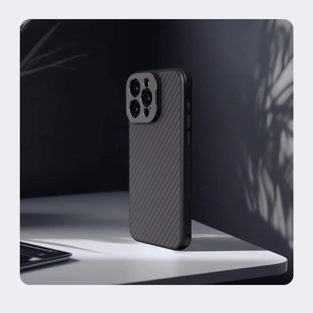 For iPhone 15 Pro Max MagSafe Case NILLKIN CarboProp Aramid Fiber Camera Foldable Stand Magnetic Cover For iPhone 14 13 Pro Max