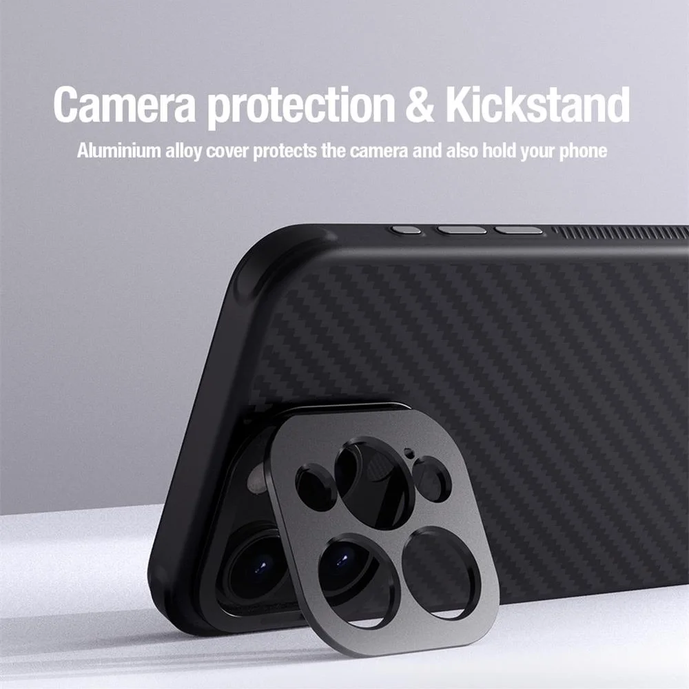 For iPhone 15 Pro Max MagSafe Case NILLKIN CarboProp Aramid Fiber Camera Foldable Stand Magnetic Cover For iPhone 14 13 Pro Max