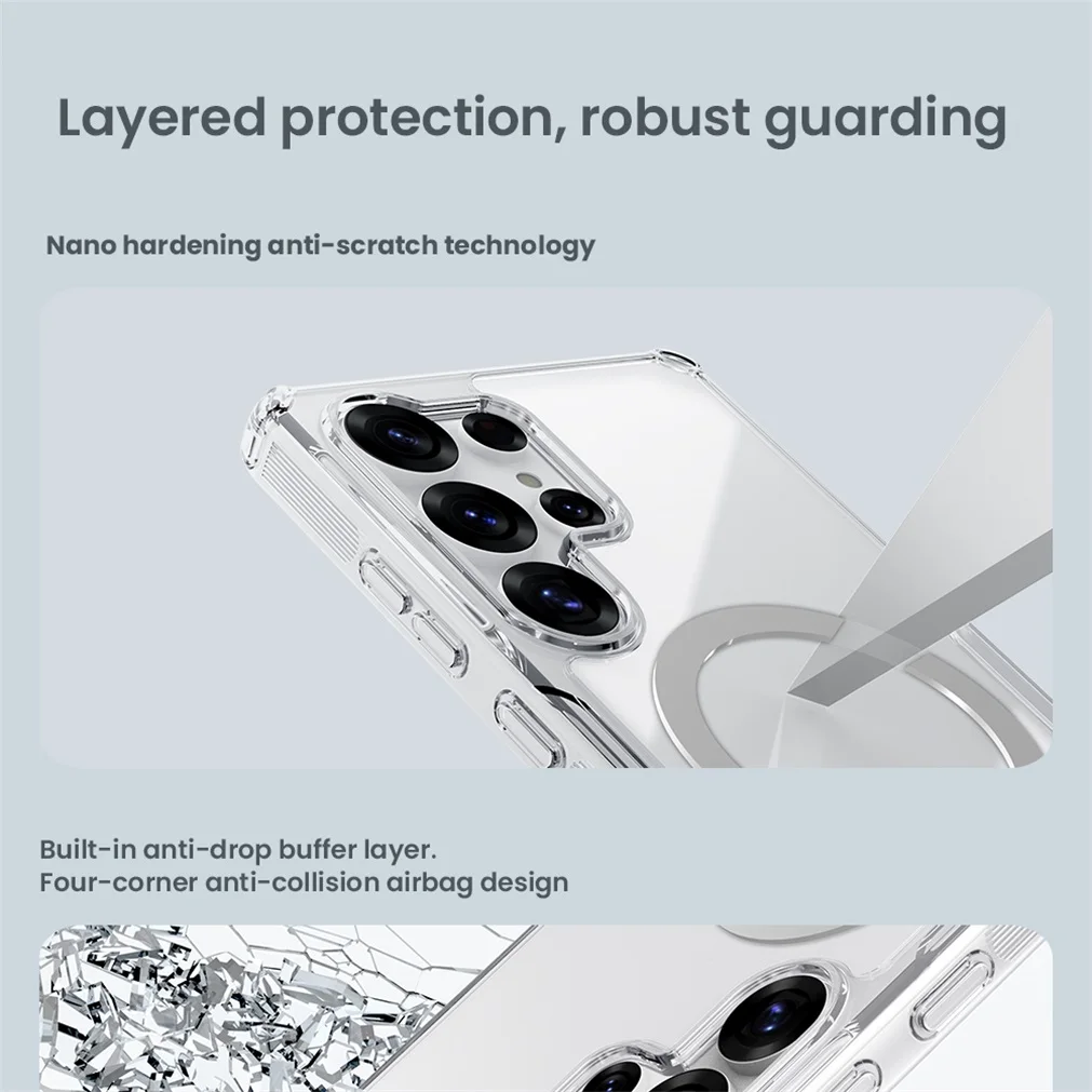 Nillkin For Samsung Galaxy S25 Ultra MagSafe Magnetic Case Nature Pro Transparent Soft TPU Frame Cover For Samsung S25 S25+ Plus